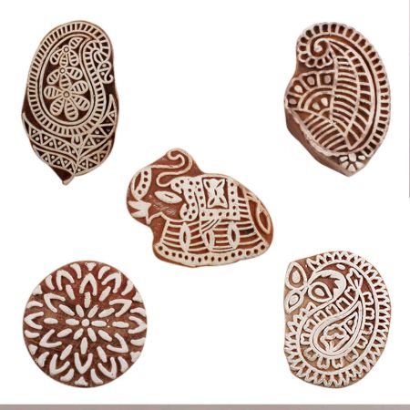 Set of 5 Piece New Mix Wooden Printing Blocks